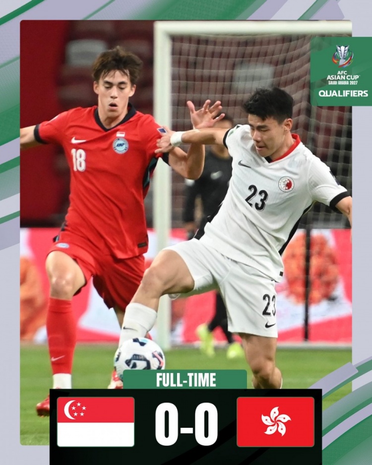 2027年亞預(yù)賽第三階段首輪，新加坡隊(duì)0-0戰(zhàn)平中國香港隊(duì)